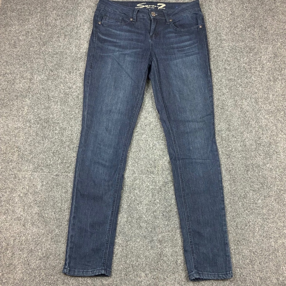 Seven7 Womens Dark Wash Skinny Jeans Embellished Back Pockets Size 4 31x29
